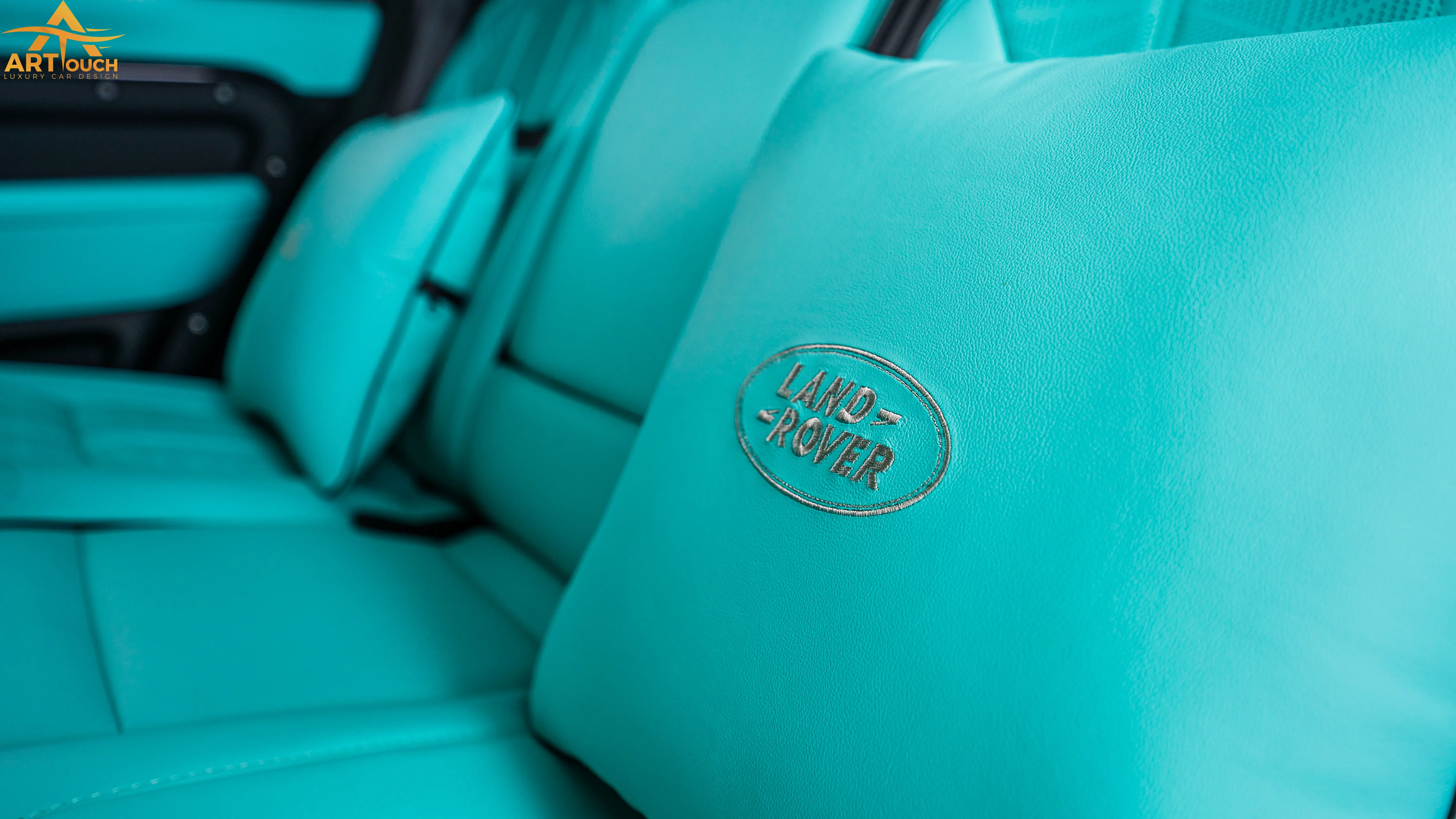 Land Rover Defender Tiffany Blue Leather Interior Upholstery Dubai ART Touch