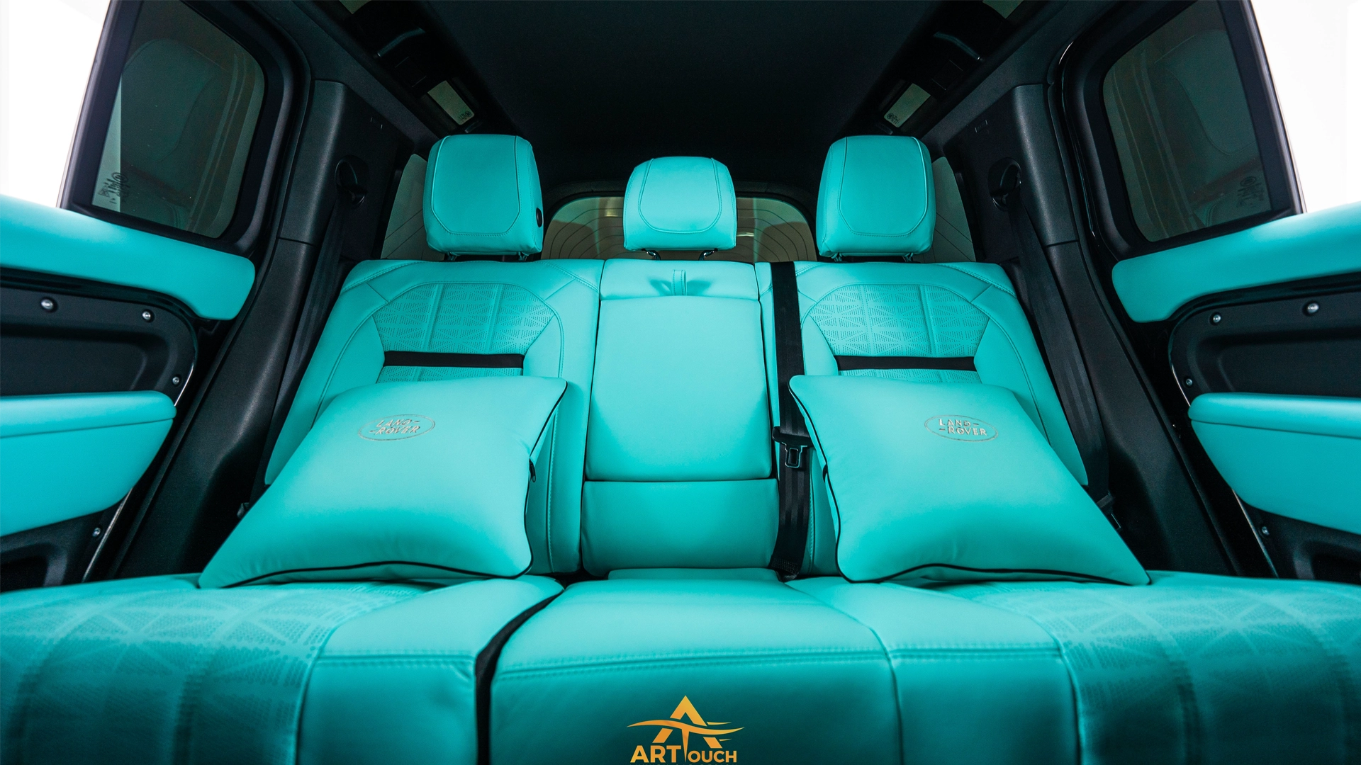Land Rover Defender Tiffany Blue Leather Interior Upholstery Dubai ART Touch